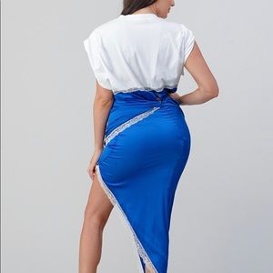 Blue Silk  T-Shirt Dress